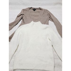 Nanette Lepore Women's Size L Set Cardigan Merino Wool Blend + Sweater Mock Neck